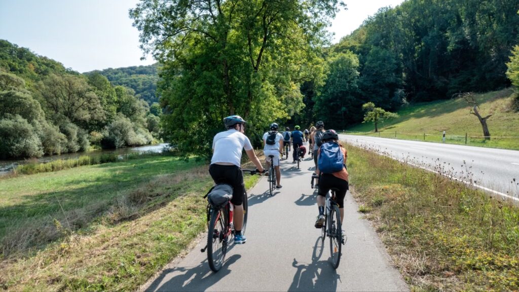 Vignobles de la Moselle luxembourgeoise vus depuis la piste cyclable