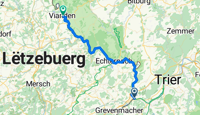 Carte Google Maps De Wasserbillig à Vianden
